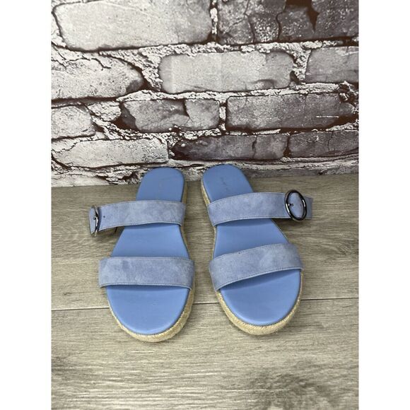 Stuart Weitzman Periwinkle Blue Suede Leather Espadrille Sandals Women Sz 6B US - Picture 3 of 16